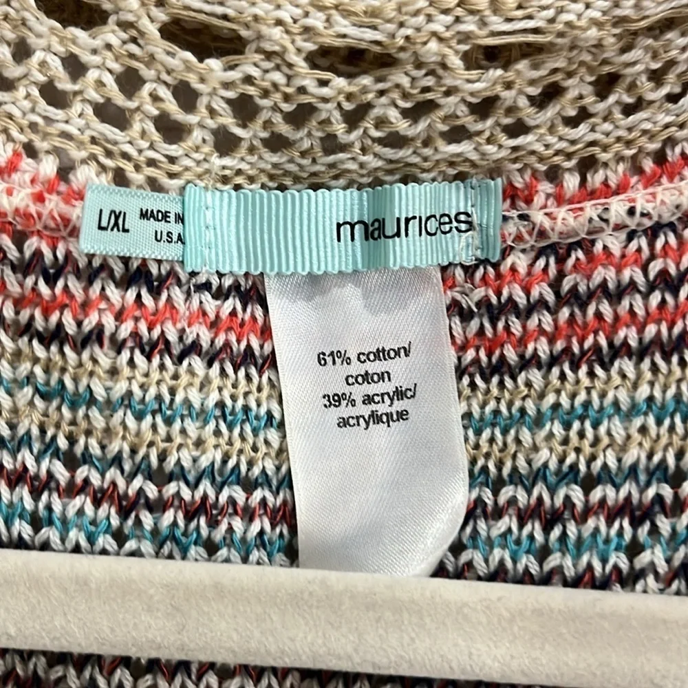 Maurices Cardigan Vest Womens L/XL MED Sweater Multicolor Striped  TC0813